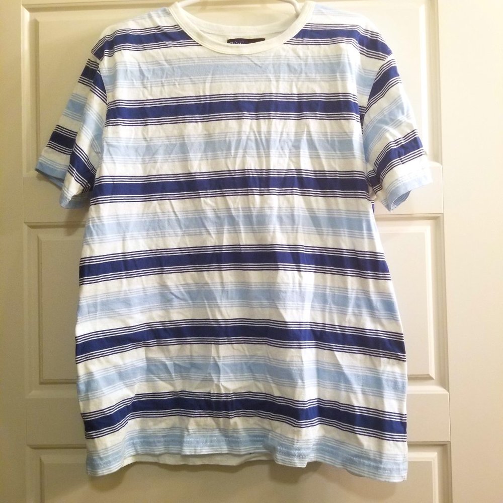 Men's XL 1X BDg White Blue Striped T-shirt